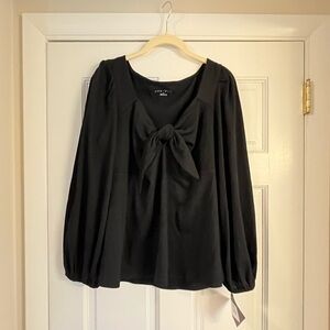 NWT XXL Ava & Viv Sweatheart Blouse with Bow and Bishop Sleeves